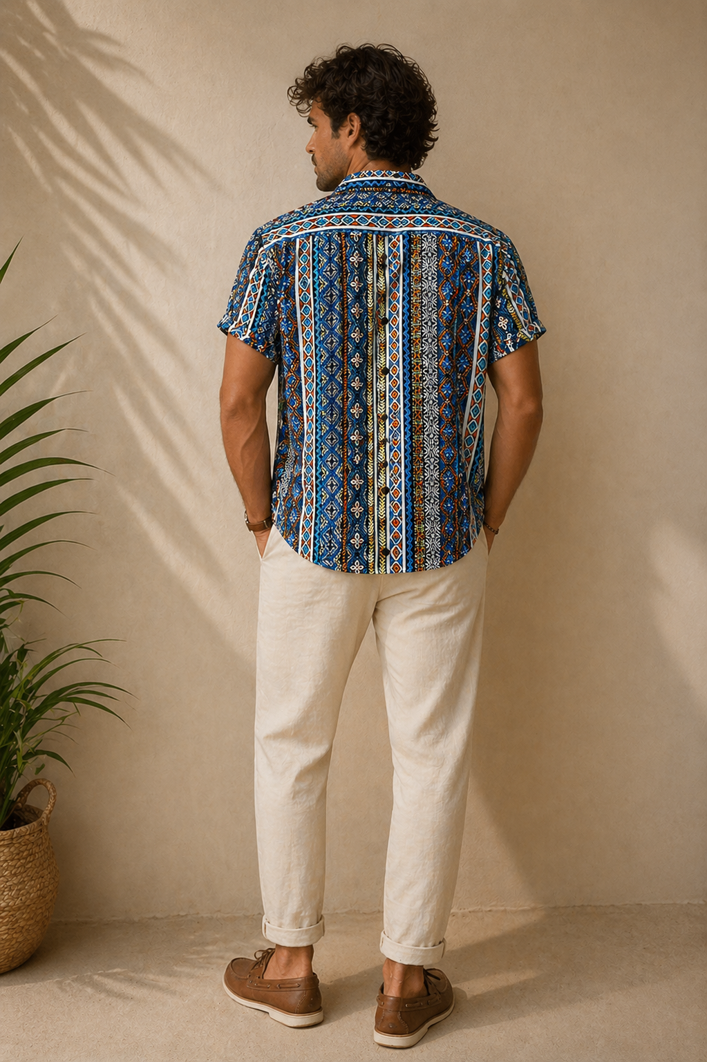 Camisa de manga corta a rayas de estilo retro