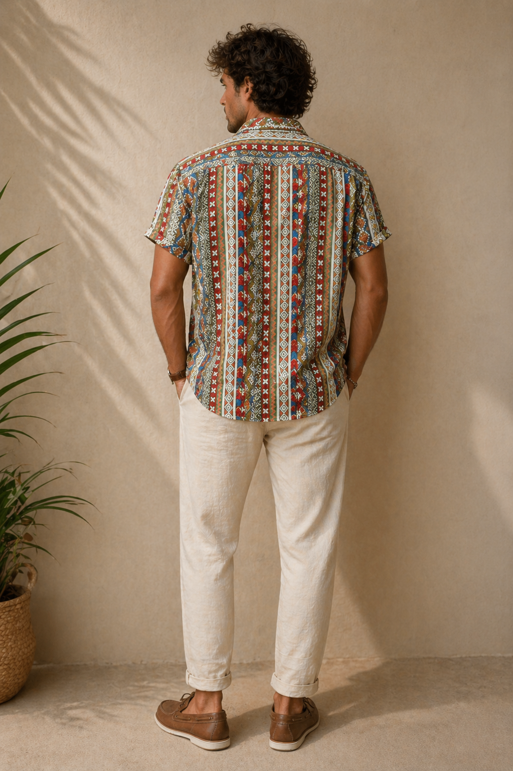 Camisa de manga corta a rayas de estilo retro